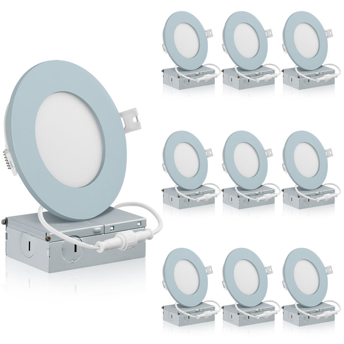QPLUS 4Inch Recessed LED Pot Lights With Blue Trim,10W (=75W), 750 LM